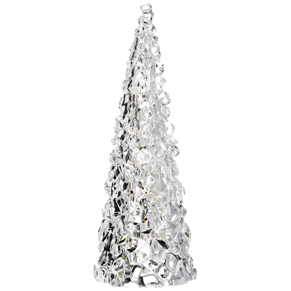 12 Inch Clear Acrylic Christmas Cone Tree, Faux Cut Glass Look, Faceted Style Spanning Christmas Cone Tree