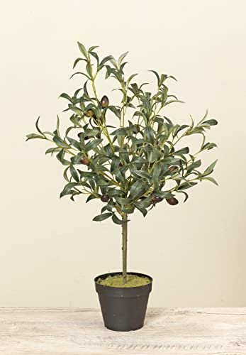 22 Inch High Artificial Olive Tree in Pot, Faux Olive Tabletop Tree with Olive Fruit, Faux Greenery Tree for Home and Office