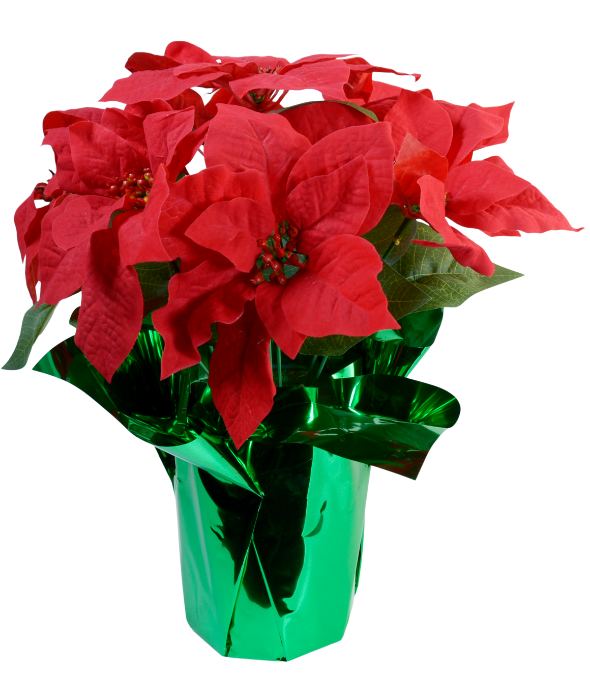 15" Potted Red Poinsettia Plant with 7 Flowers, Artificial Floral