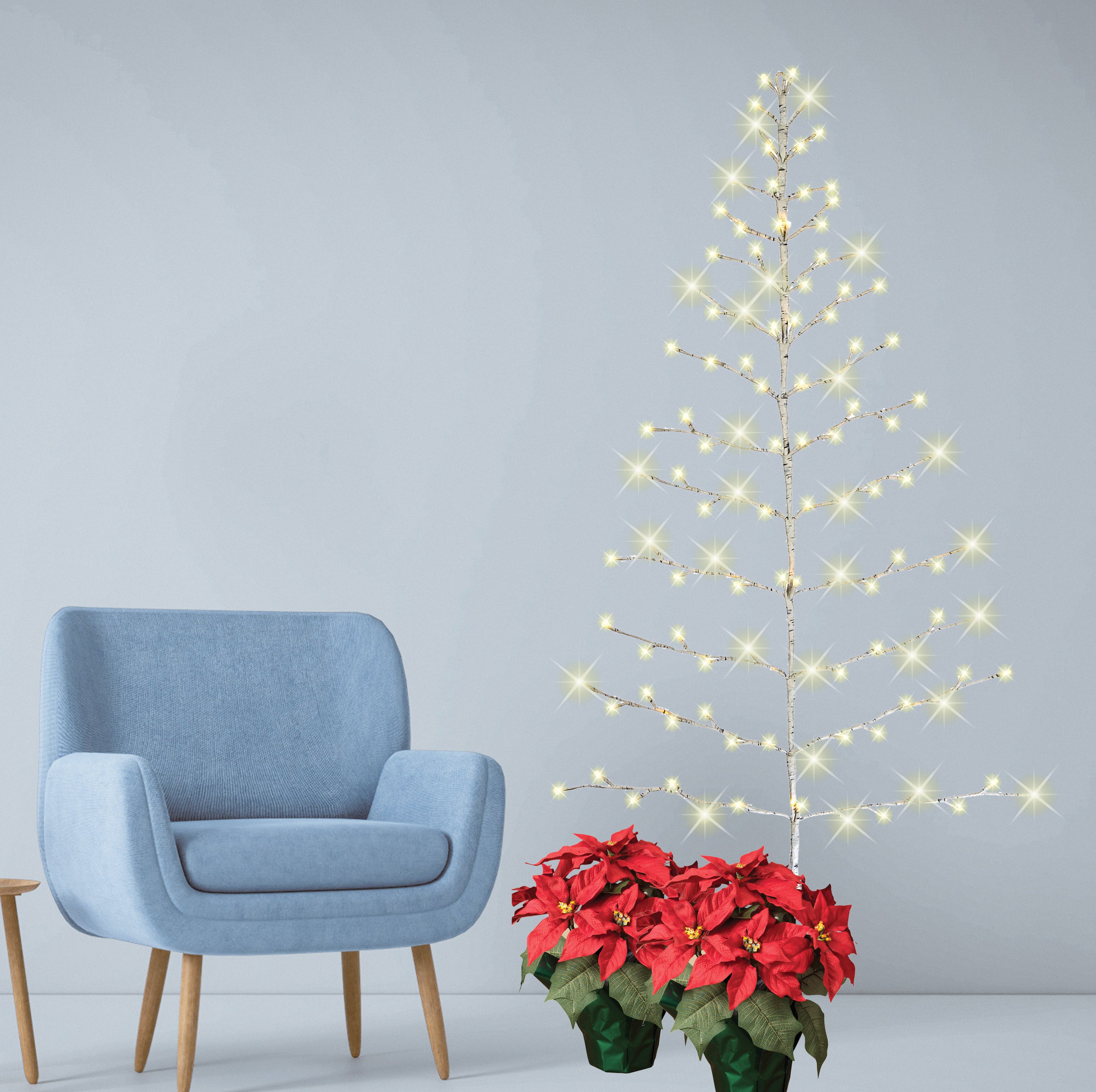 Lighted Wall Tree Lighted White Birch Christmas Wall Tree - Indoor/Outdoor LED 4 Foot Hi ...