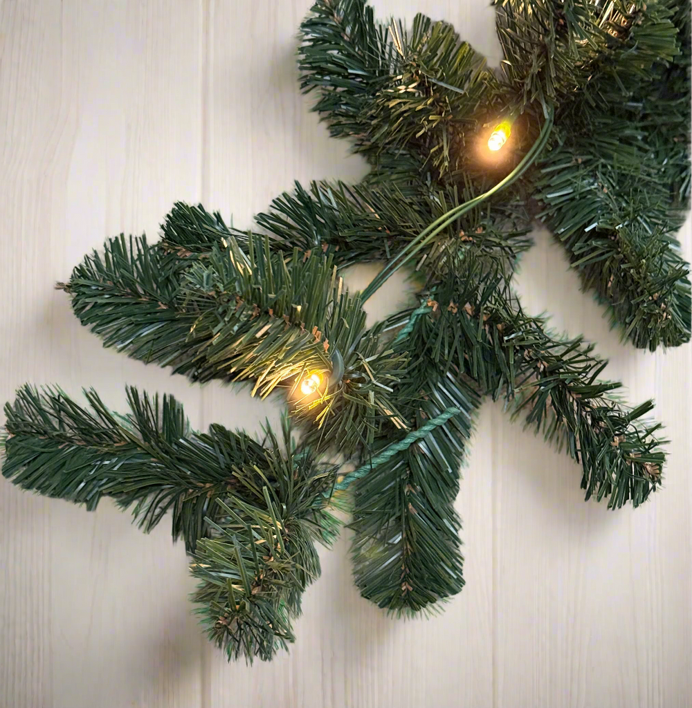 6 Foot Pre-lit Christmas Garland, 120 Tips, 36 LED Lights, Battery Operated Timer, Green
