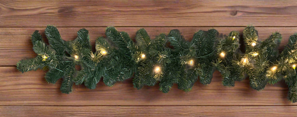 6 Foot Pre-lit Christmas Garland, 120 Tips, 36 LED Lights, Battery Operated Timer, Green