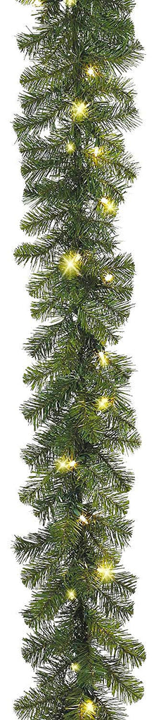 6 Foot Pre-lit Christmas Garland, 120 Tips, 36 LED Lights, Battery Operated Timer, Green