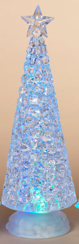 Multi-Color Christmas Tree Snow Globe Water Lantern - Christmas Tree Water Lantern with Swirling Glitter Snow and Star Topper, 13 Inches High x 4.5 Inches Wide, Battery Operated with Timer-Style B