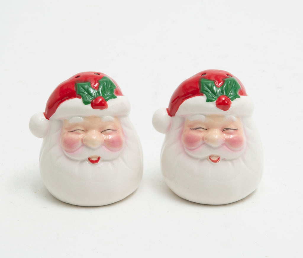 Santa Claus Christmas Salt and Pepper Shaker Set, 2.75 Inches, Red and White Ceramic