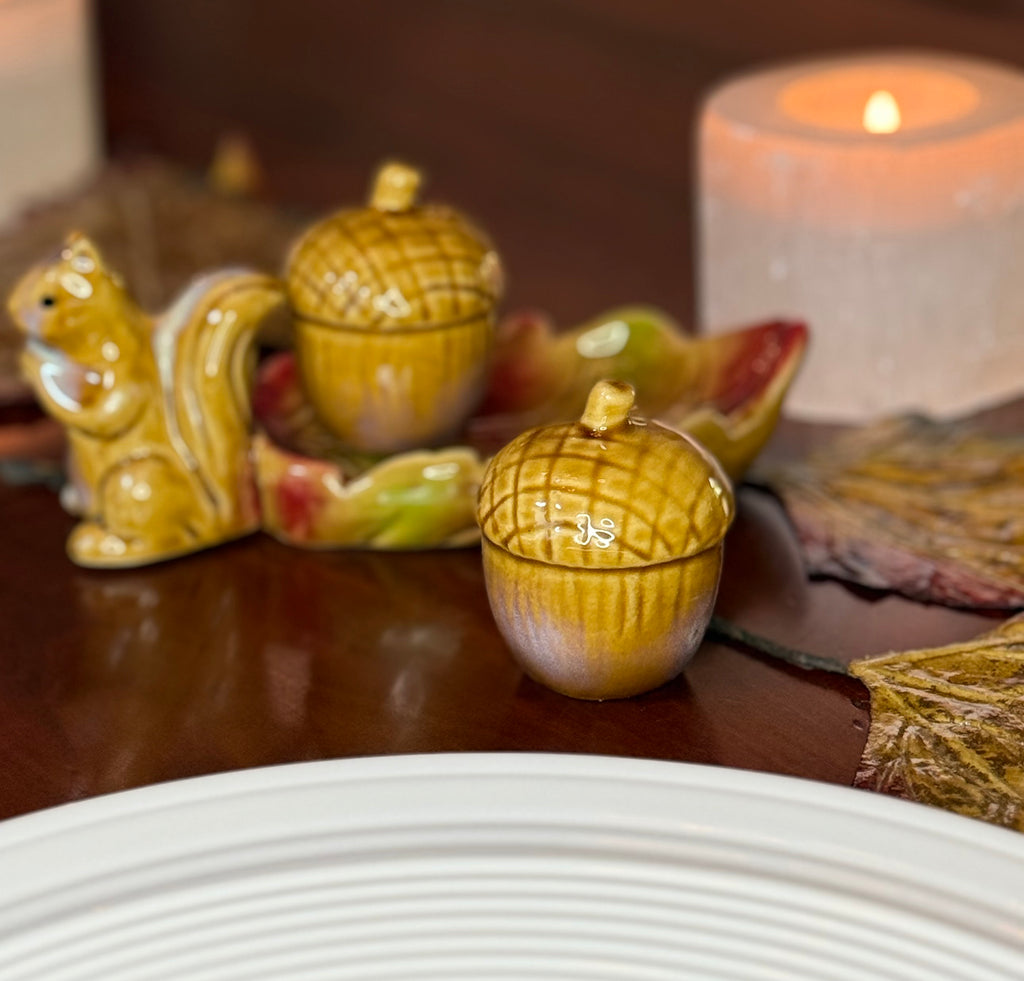 Ceramic Fall Squirrel Salt and Pepper Shaker Set, 6 x 2.75 inches, Thanksgiving Table Decor