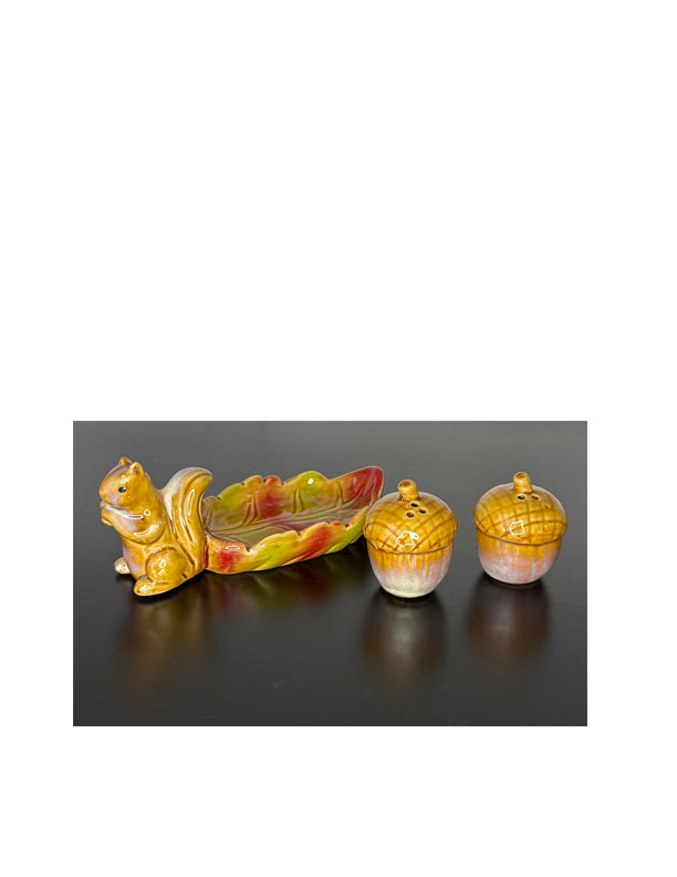 Ceramic Fall Squirrel Salt and Pepper Shaker Set, 6 x 2.75 inches, Thanksgiving Table Decor