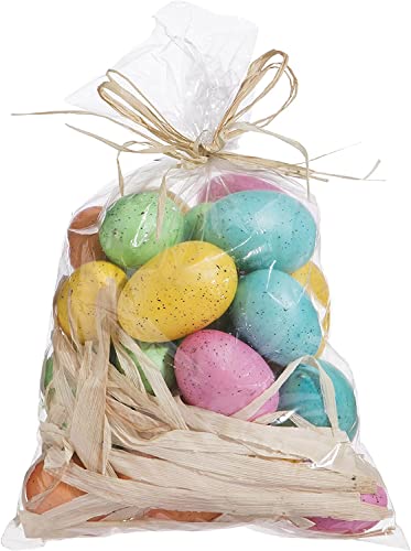 TenWaterloo 30 Speckled Artificial Easter Eggs, 2 Inches to 1 inch Easter Eggs - Blue, Green, Yellow, Orange and Pink, Vase and Bowl Filler