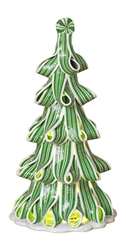 Battery Operated Lighted Clay Dough Peppermint Ribbon Candy Tree 9.5" H