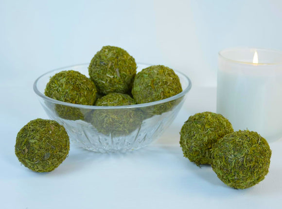 Set of 9 Green Artificial Moss Balls for Bowl or Vase Fillers, 2 Inches Diameter Each
