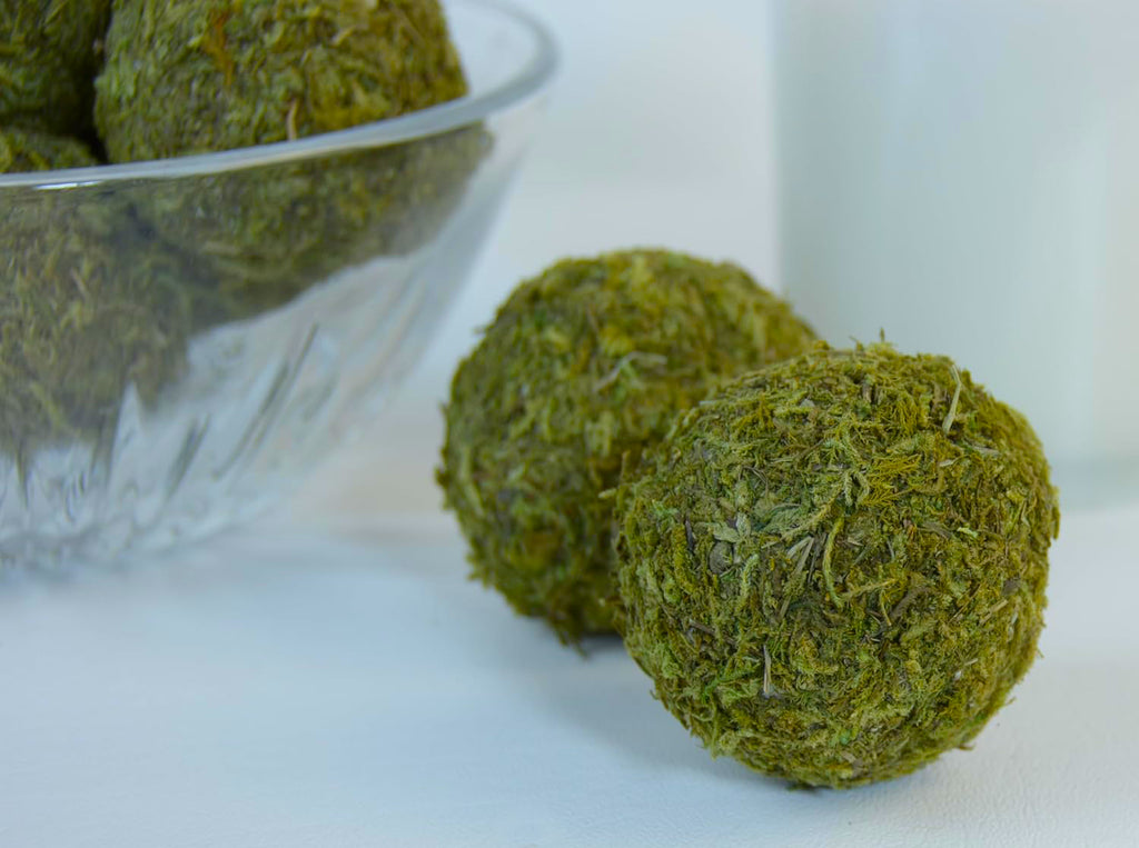 Set of 9 Green Artificial Moss Balls for Bowl or Vase Fillers, 2 Inches Diameter Each