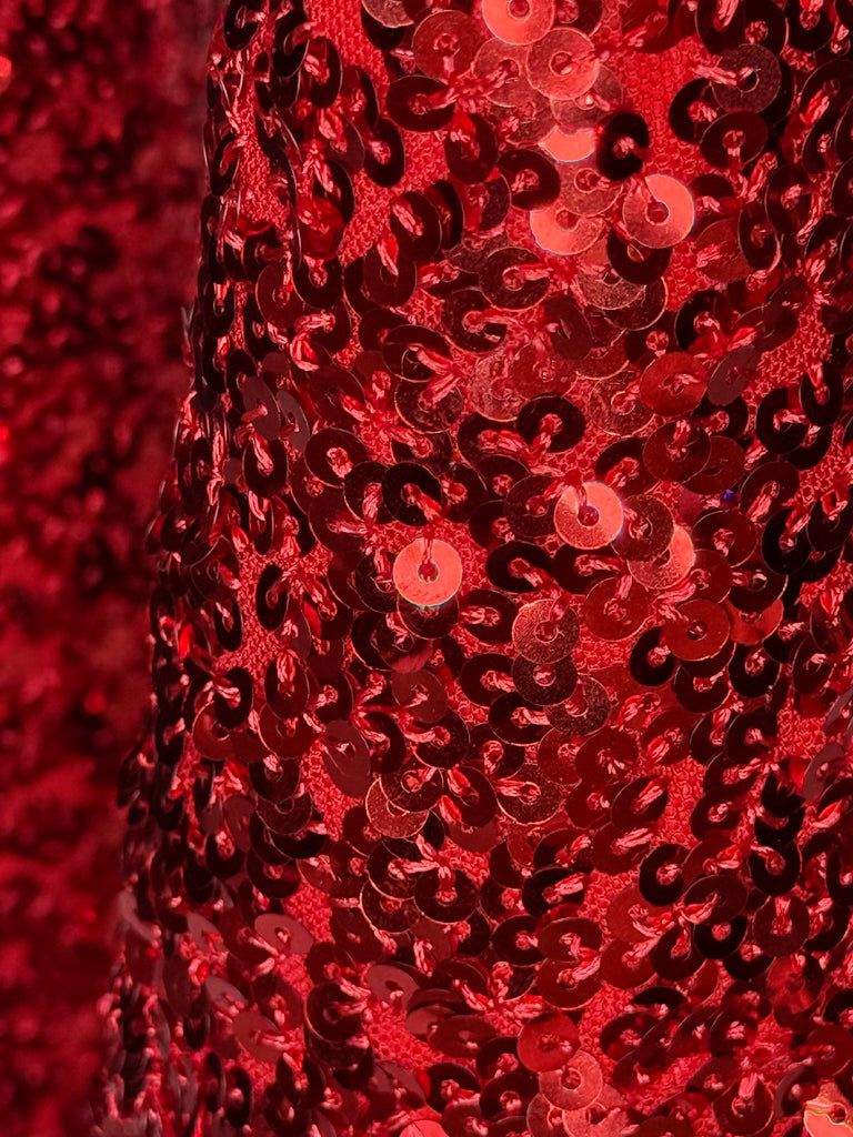 Red Sequined Christmas Cone Trees, Set of 2, Holiday Decorations 20 and 24 Inches High