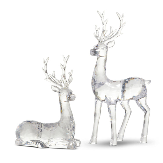 Clear Acrylic Deer Figurines Set of 2, Christmas Decoration, 13.25" High