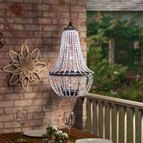 Garden Meadow 23.2-Inch Tall Hanging Metal and Acrylic Solar Chandelier
