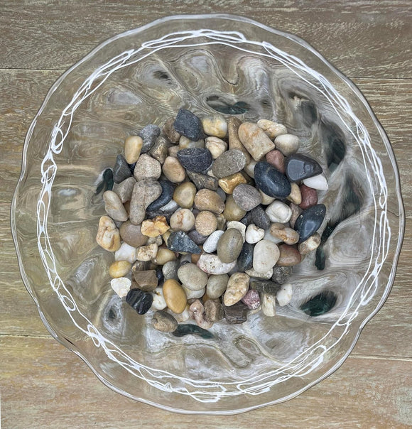 Natural Decorative Pebbles in Varied Sizes and Colors, 3/8 to 1-1/2 Inches Long, 1.6 Pounds, Vase and Bowl Fillers, Clean with Tumbled Edges