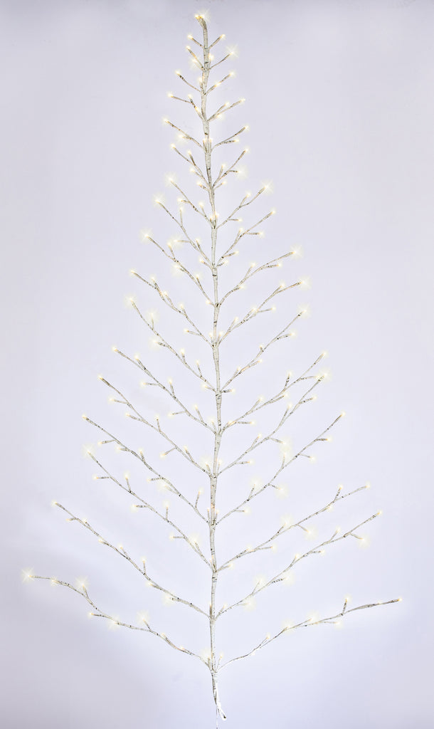 Lighted White Birch Christmas Wall Tree - Indoor/Outdoor LED 6 Feet High - Warm White Lights - Battery Operated with Timer, White Branches
