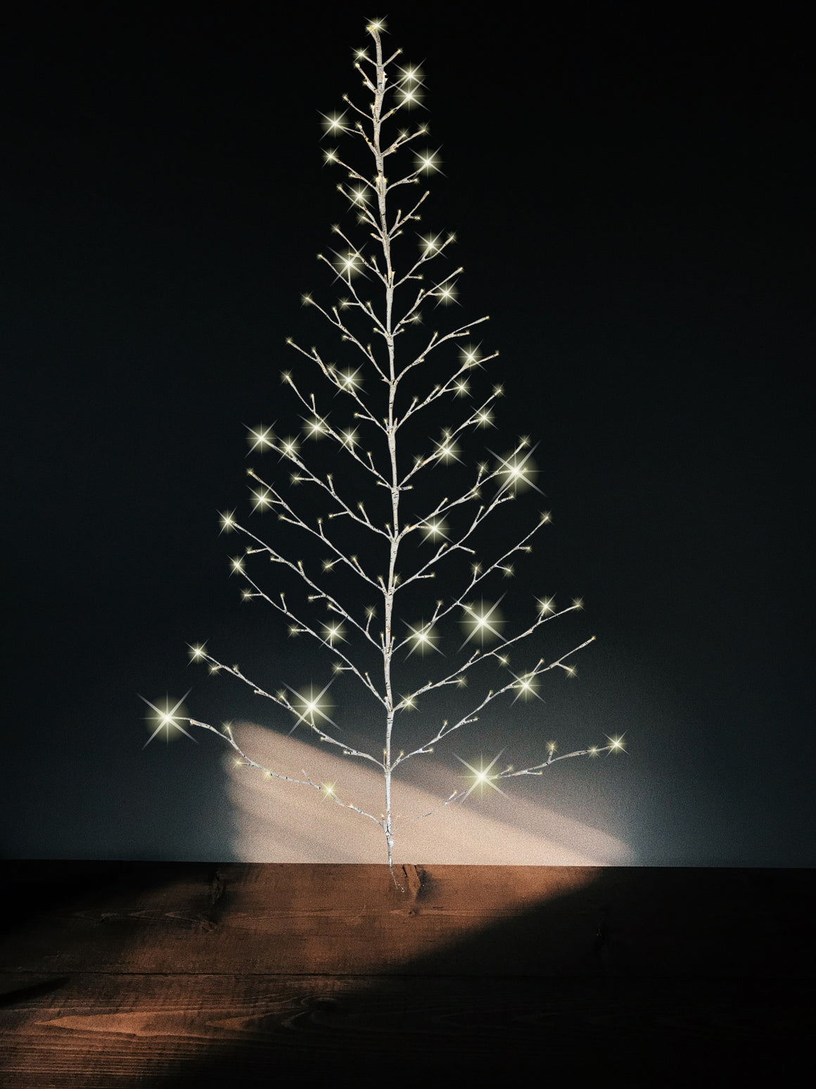 Lighted White Birch Christmas Wall Tree - Indoor/Outdoor LED 6 Feet High - Warm White Lights - Battery Operated with Timer, White Branches