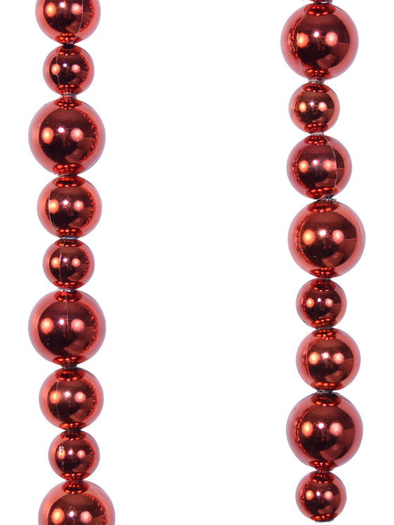 6 Foot Red Christmas Ball Ornament Garland, Shatterproof, Shiny Ball Garland .75 to 1.25 Inches Wide