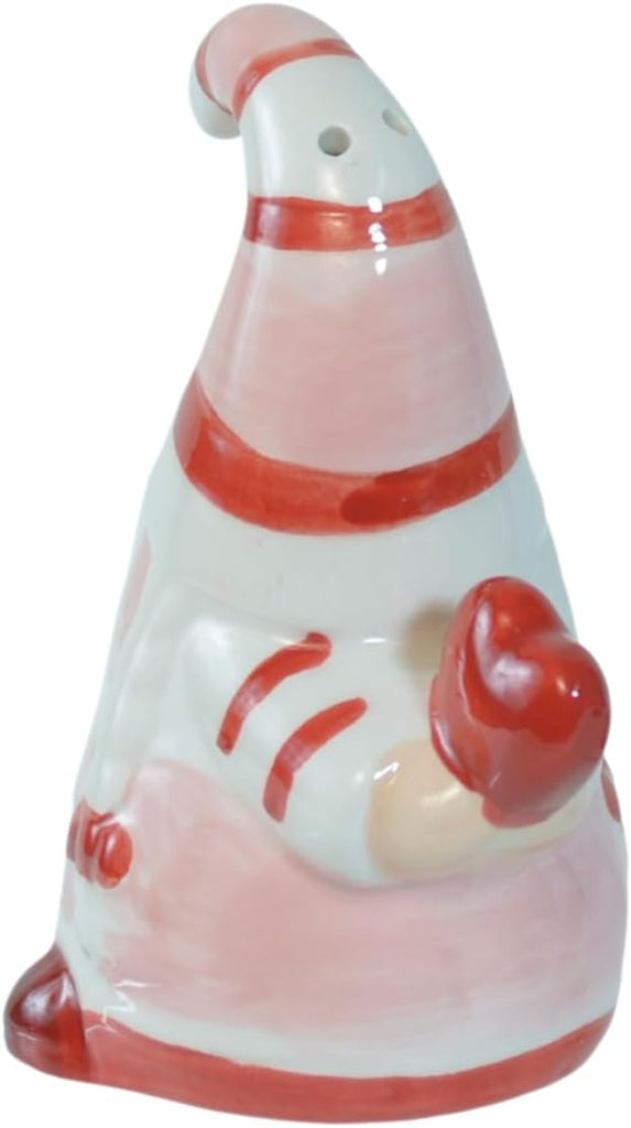 Ceramic Valentine's Day Kissing Gnomes Salt and Pepper Shaker Set, 4 Inches High - Pink, White and Red