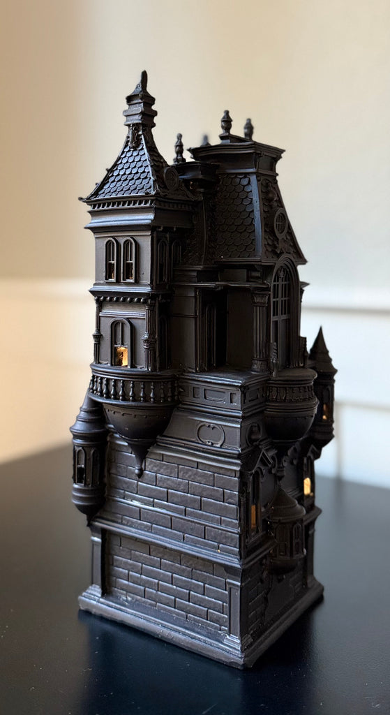 Halloween Haunted House Decor, Victorian Gothic Style, 12 Inches High, LED Light-Up, Black
