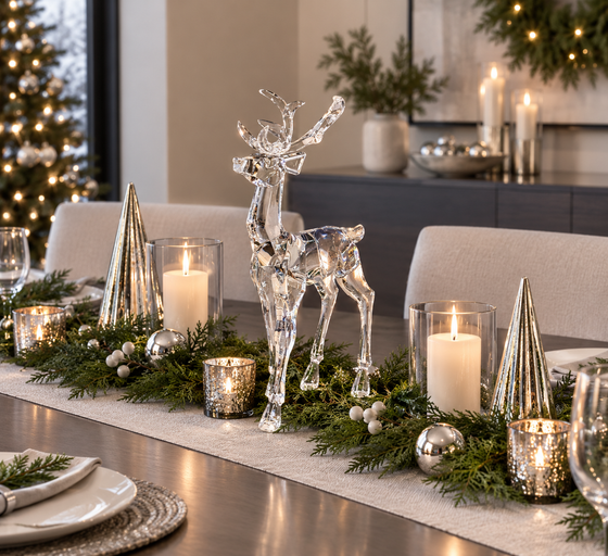 Clear Cut Glass Look Acrylic Christmas Reindeer, Standing, 12 Inches High