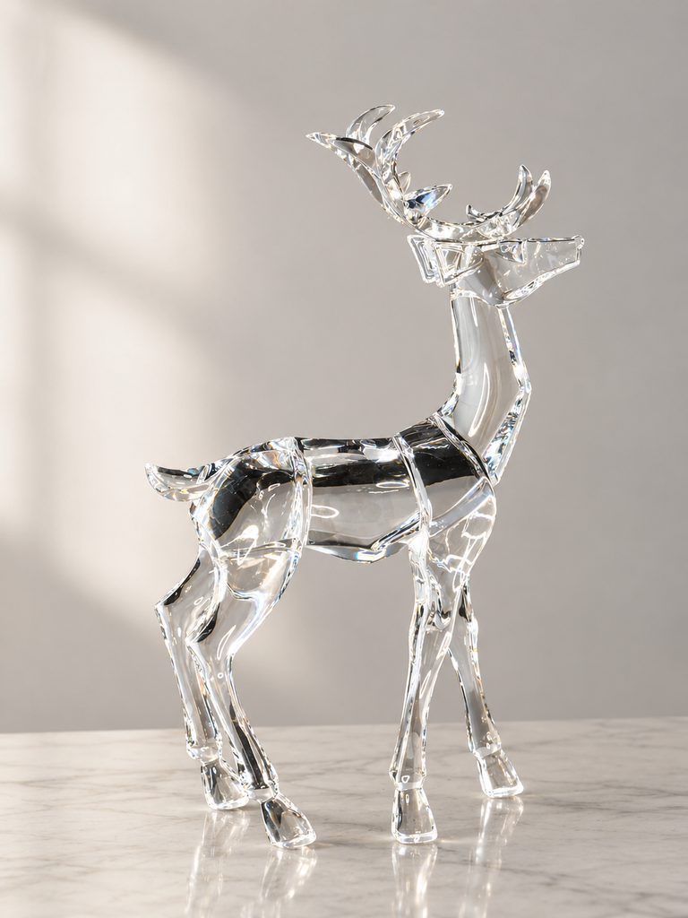 Clear Cut Glass Look Acrylic Christmas Reindeer, Standing, 12 Inches High