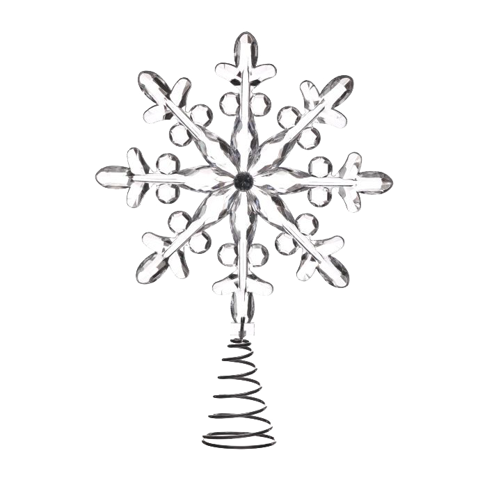 Crystal-Look Snowflake Christmas Tree Topper, 13 Inch, Clear and Silver, Jeweled Center