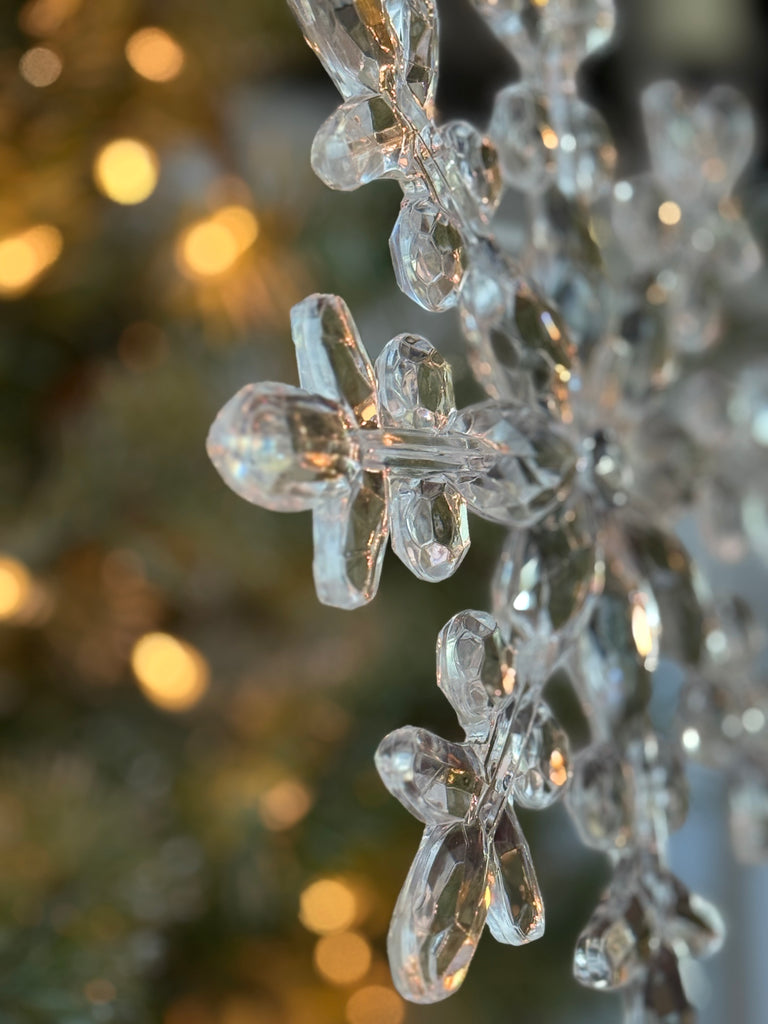 Crystal-Look Snowflake Christmas Tree Topper, 13 Inch, Clear and Silver, Jeweled Center