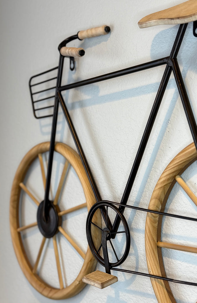 TenWaterloo Decorative Bicycle Wall Art, Wood and Metal, Cruiser Style, 31W x 21.5H inches