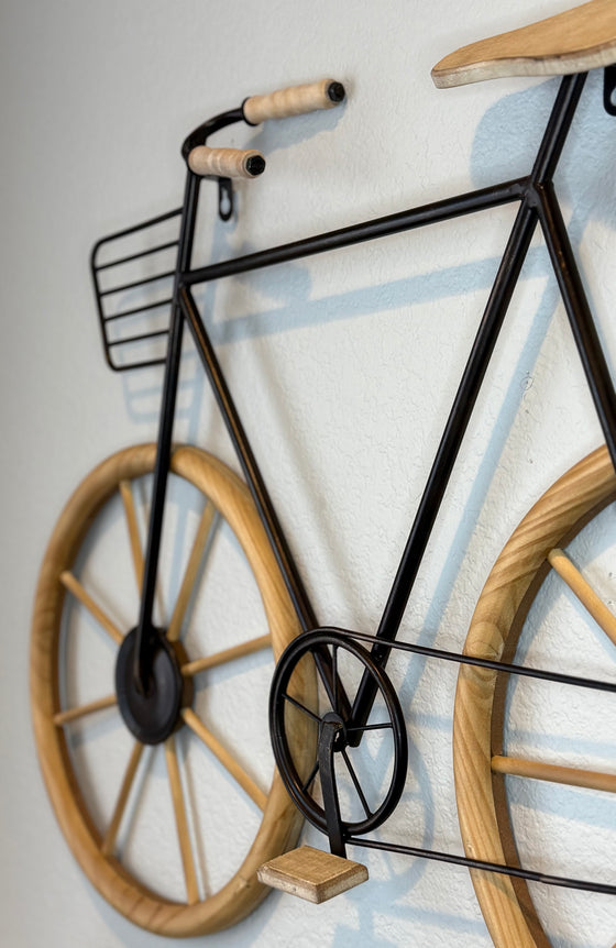 TenWaterloo Decorative Bicycle Wall Art, Wood and Metal, Cruiser Style, 31W x 21.5H inches