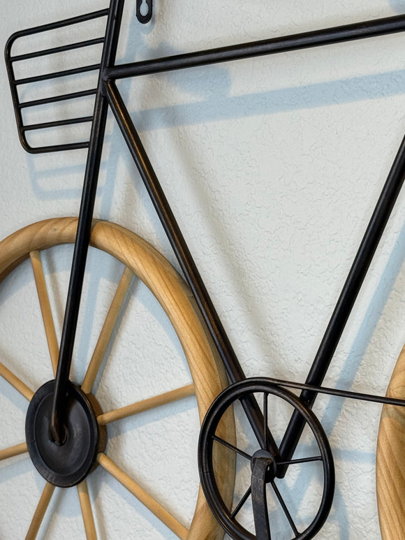 TenWaterloo Decorative Bicycle Wall Art, Wood and Metal, Cruiser Style, 31W x 21.5H inches