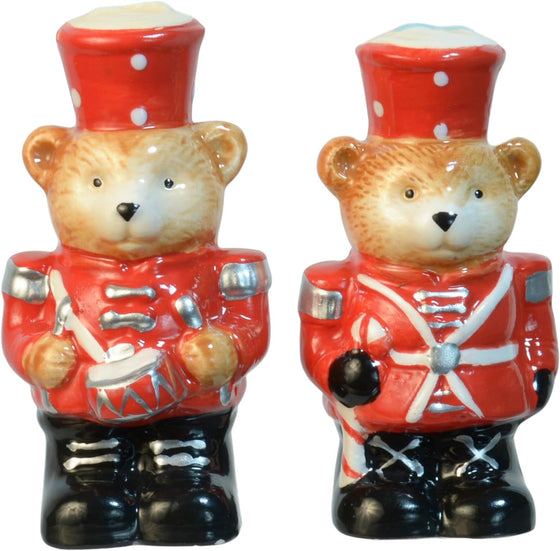 Christmas Bear Nutcracker Soldiers Holiday Salt and Pepper Shaker Set, Ceramic, 3.25 Inches High