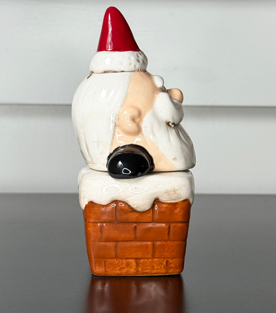 Santa Down the Chimney Christmas Salt and Pepper Shaker Set, 4.75 Inches, Ceramic, White and Red