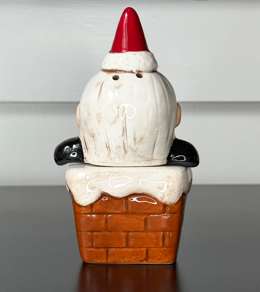 Santa Down the Chimney Christmas Salt and Pepper Shaker Set, 4.75 Inches, Ceramic, White and Red