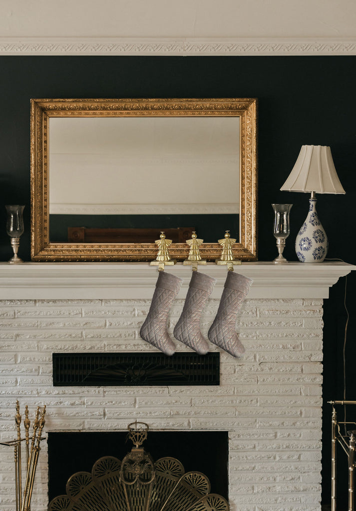 Decorative Angels Christmas Stocking Holders, 6.5 inches High, Gold Leaf Look Finish Cast Iron, Set of 3