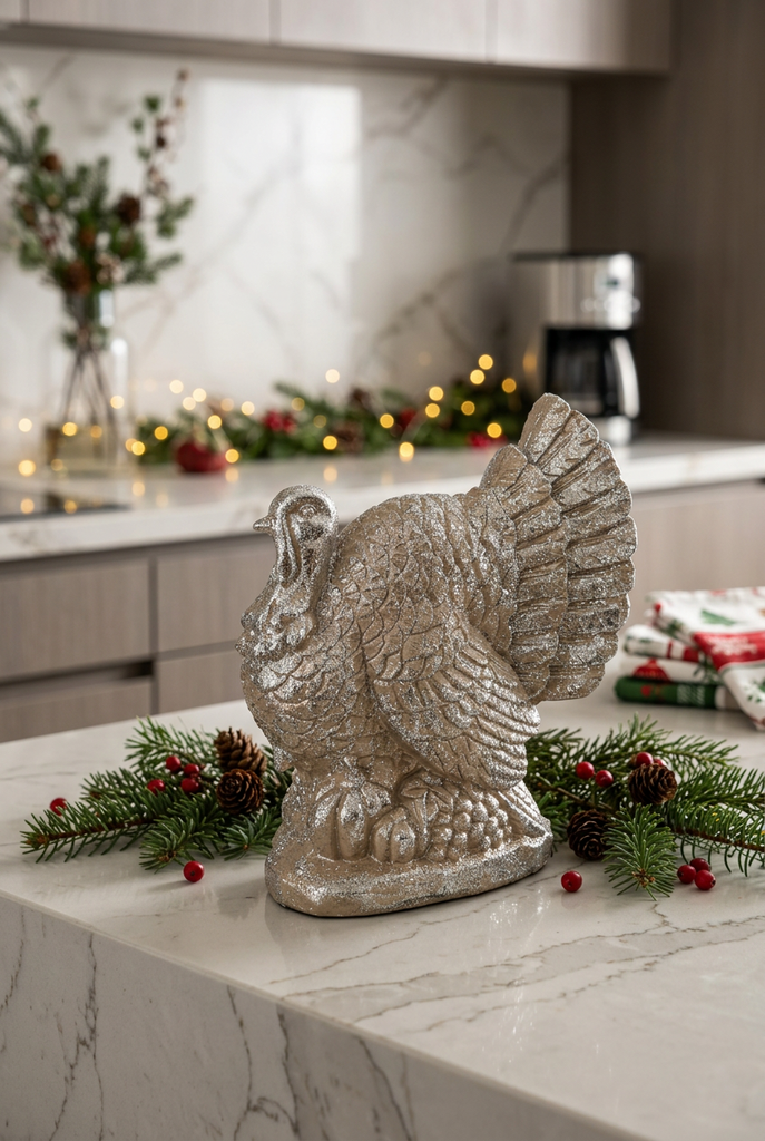 Thanksgiving Turkey Sculpture Table Accent 8" High