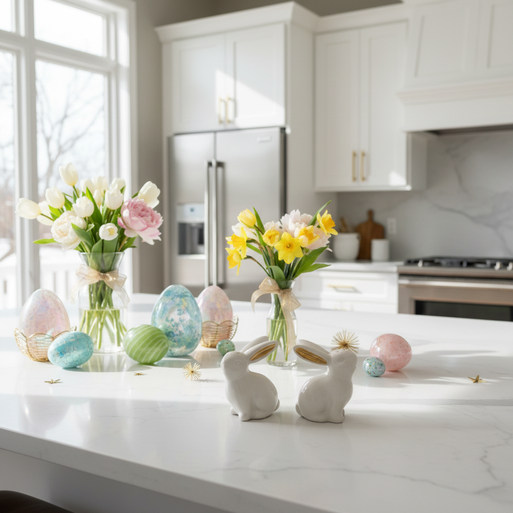 White Ceramic Easter Bunny Salt and Pepper Shaker Set with Gold Metallic Ears, 3" High, 2 Piece with Gift Box