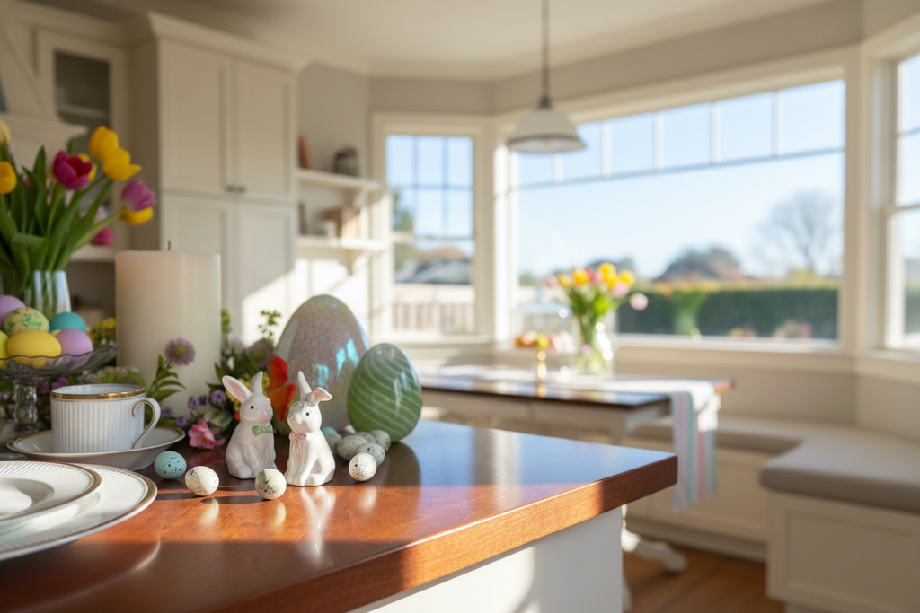 Ceramic Easter Bunny Salt and Pepper Shaker Set, White with Pink and Green Bows, 3.5 Inch, Cute Rabbit Couple, Spring Decoration