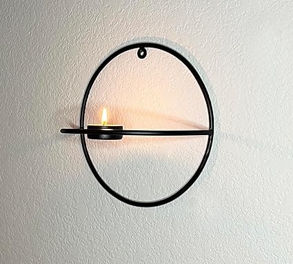 Matte Black Metal Wall Candle Sconce for Tea Light and Votive Candle, 8 Inches x 8 Inches, Metal Tea Light Holder Wall Decoration