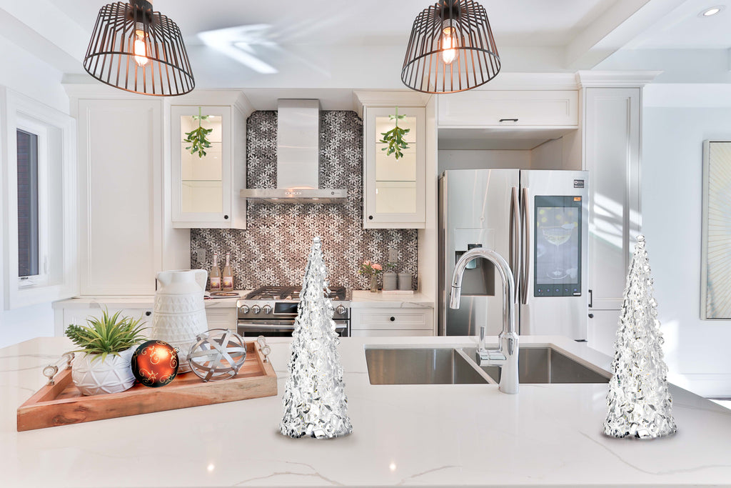12 Inch Clear Acrylic Christmas Cone Tree, Faux Cut Glass Look, Faceted Style Spanning Christmas Cone Tree