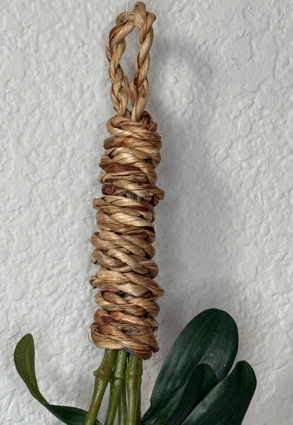 Artificial Silk Mistletoe with White Berries & Jute Hanger