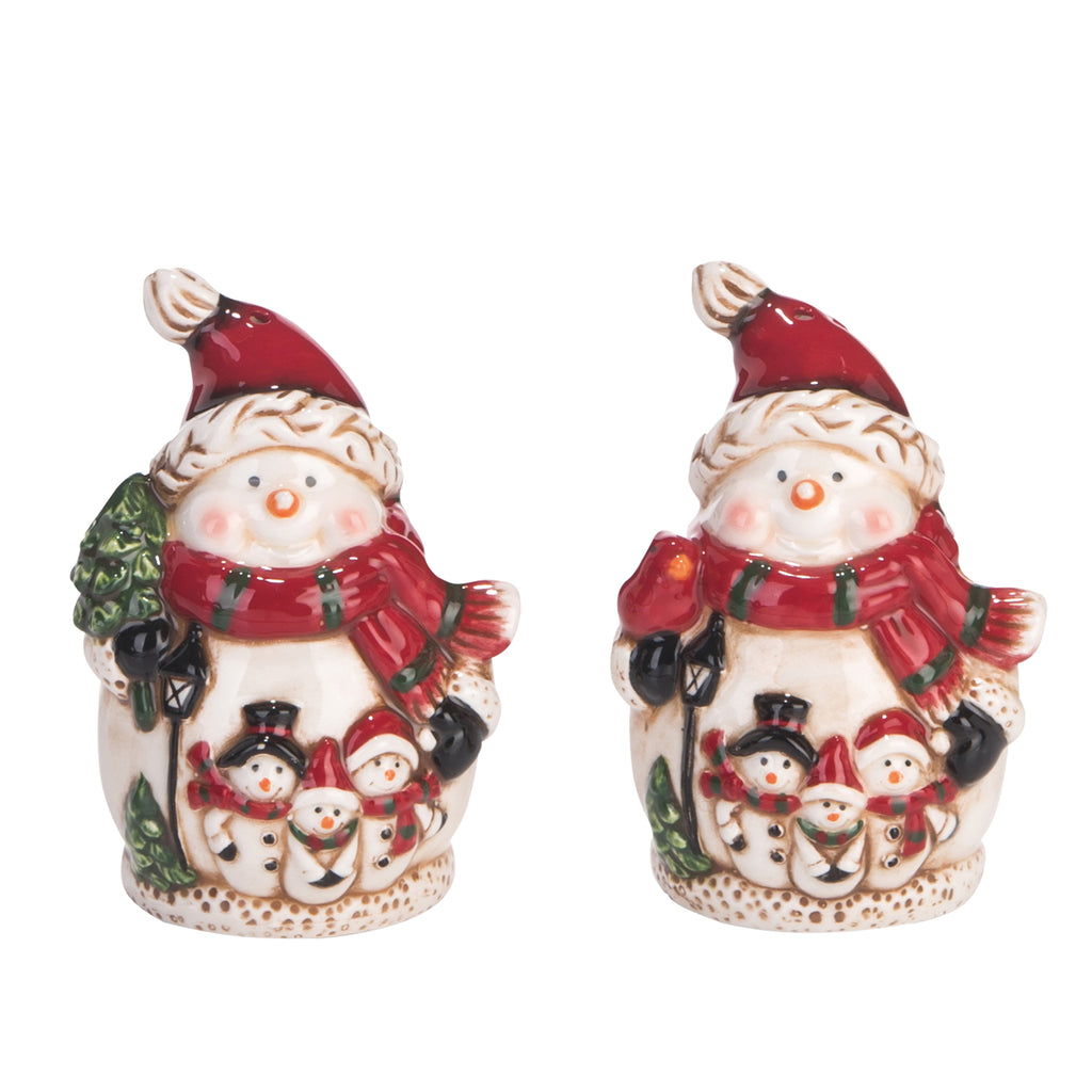 Ceramic Snowman Christmas Salt and Pepper Shaker Set, 3.5 Inches