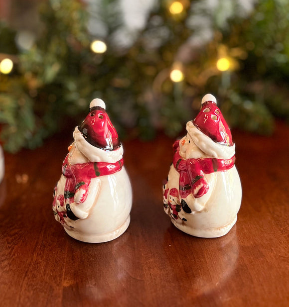 Ceramic Snowman Christmas Salt and Pepper Shaker Set, 3.5 Inches