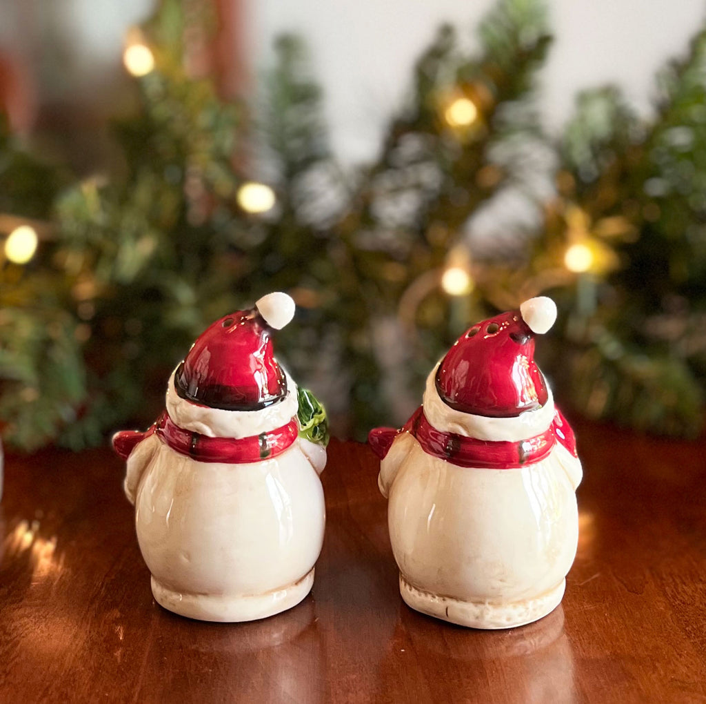 Ceramic Snowman Christmas Salt and Pepper Shaker Set, 3.5 Inches