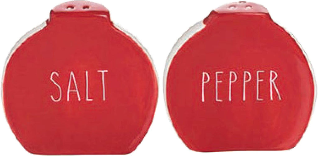 Christmas Ornament Salt and Pepper Shaker Set, Red and White Ceramic, 2 Pieces, 2.75 Inches