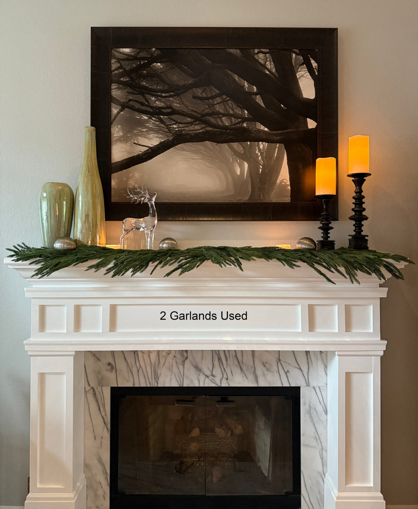 Artificial Norfolk Pine Garland Garland, 48 Inches, Set of 3, Realistic Christmas Greenery, Indoor/Outdoor