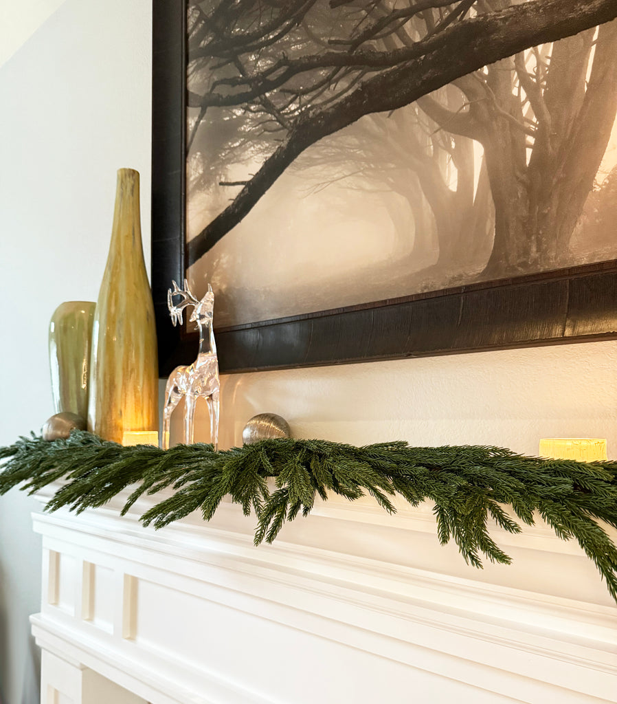 Artificial Norfolk Pine Garland Garland, 48 Inches, Set of 3, Realistic Christmas Greenery, Indoor/Outdoor