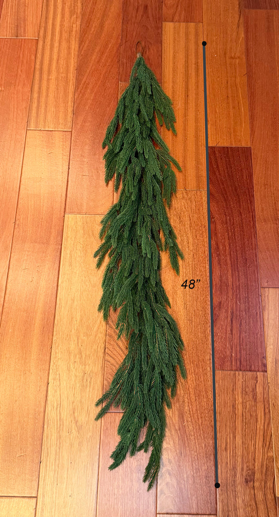 Artificial Norfolk Pine Garland Garland, 48 Inches, Set of 3, Realistic Christmas Greenery, Indoor/Outdoor