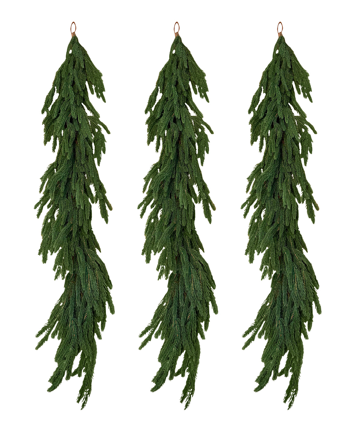 Artificial Norfolk Pine Garland Garland, 48 Inches, Set of 3, Realistic Christmas Greenery, Indoor/Outdoor