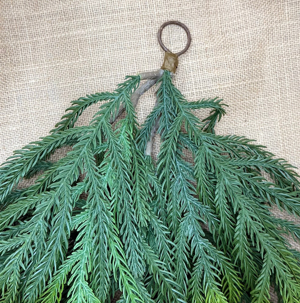 Norfolk Pine Artificial Christmas Teardrop Swags, 26 inch Long, 12 inch Wide, Set of 2, Indoor Outdoor, Natural Look